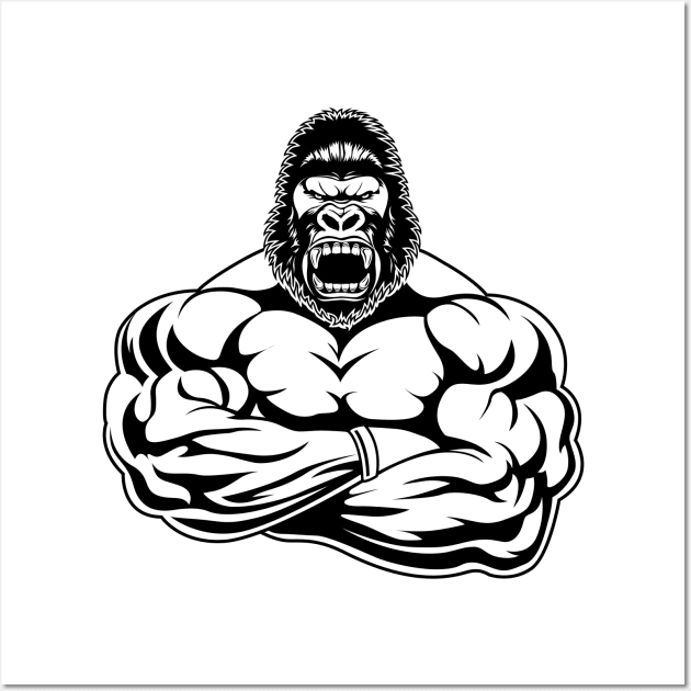 Anthropomorphic gorilla bodybuilder. Wall Art by STARSsoft